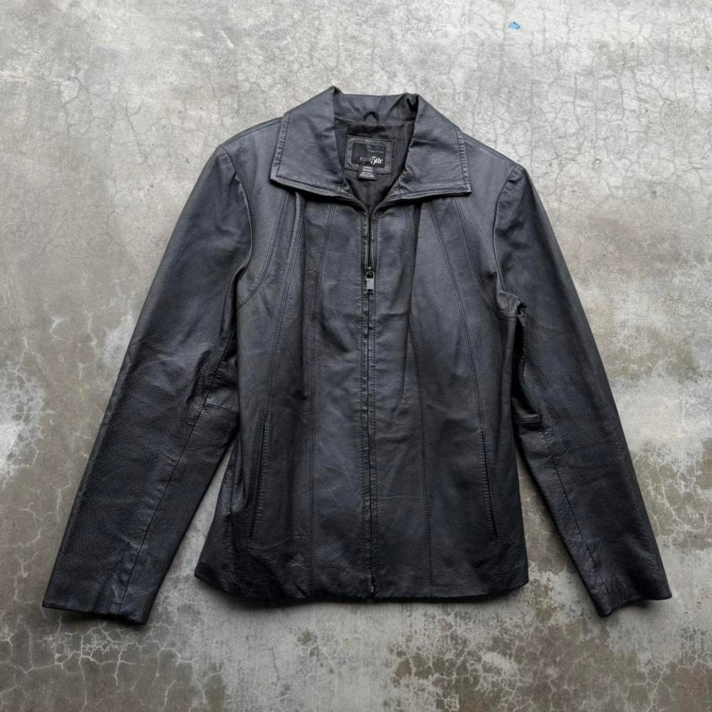 Vintage 1990's East 5th Genuine Black leather zip up jacket womens size large